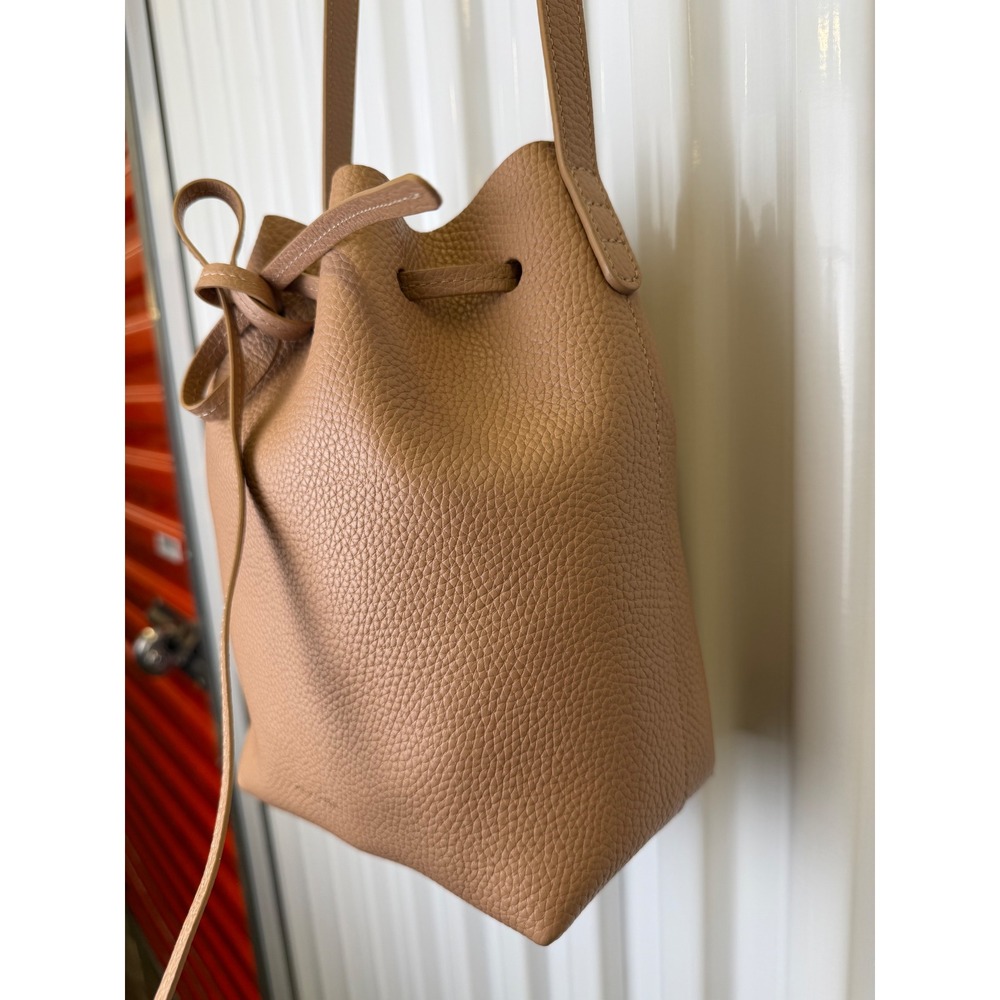 Mansur Gavriel Bucket Bag Women Mini Tan Excellent Pebbled Leather Italy - Picture 2 of 8